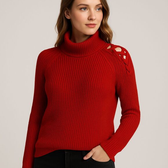 Cozy Chunky Knit - Open Shoulder Turtleneck Sweater XL NWT (New York & Company) - Picture 10 of 10